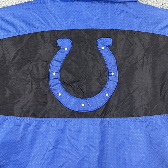 Indianapolis Colts Pro Player Color Block Windbreaker Jacket 90s L Blue - Picture 8 of 10